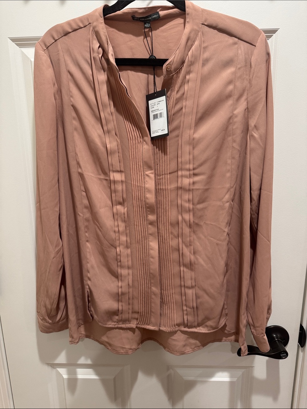 Adrianna Papell Collar Blouse in Dusty Rose - Picture 2 of 4